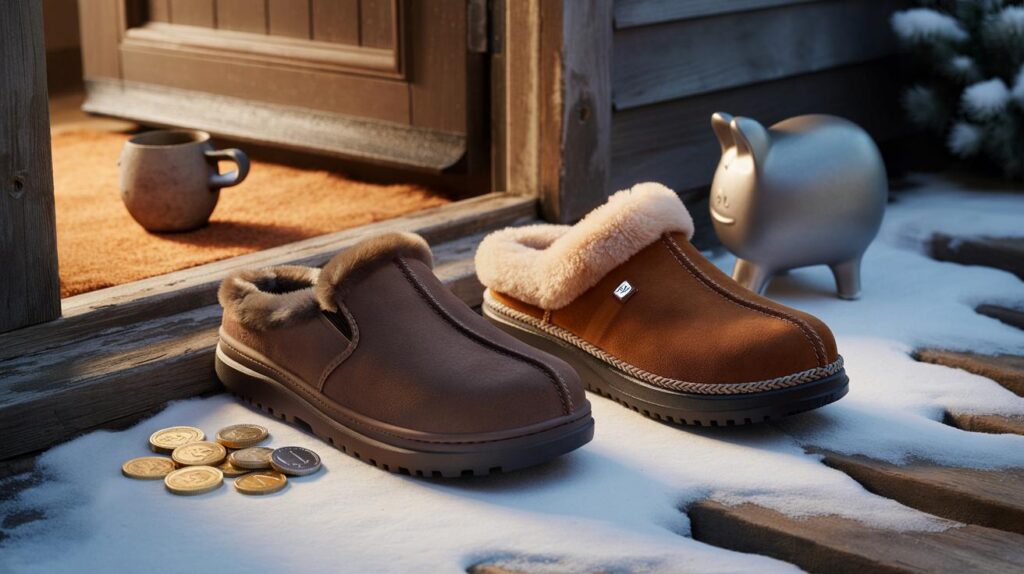 £28 Next suede slippers vs £110 Ugg lookalike: will you pocket £82 and stay warm this winter?