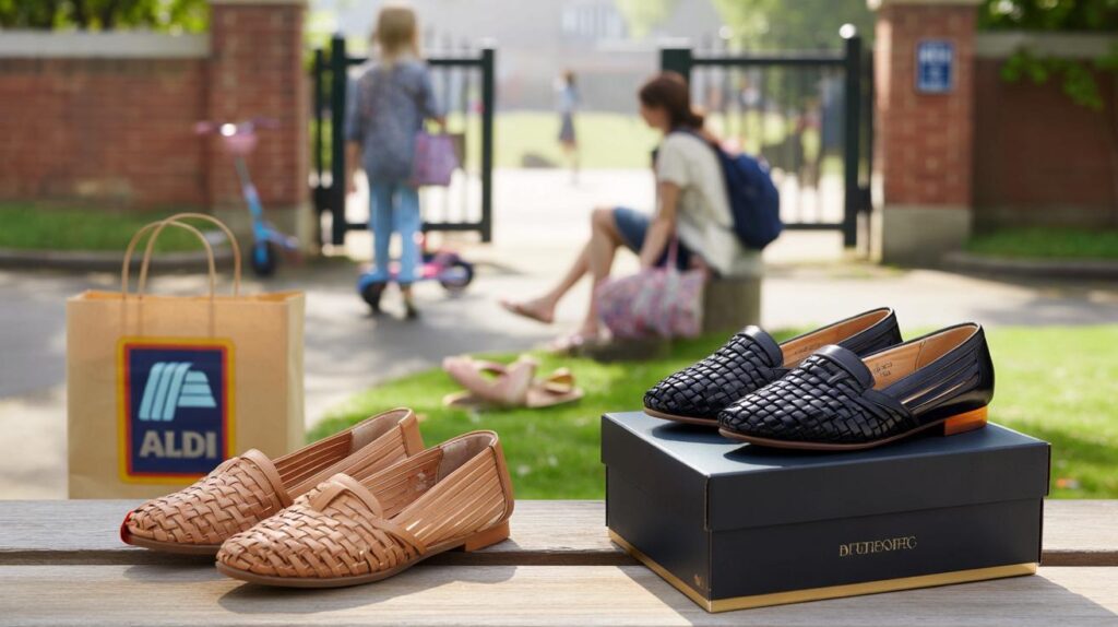 £7.99 Aldi Serra flats vs £200 designer look: are you one of the 7 in 10 mums ditching sandals?