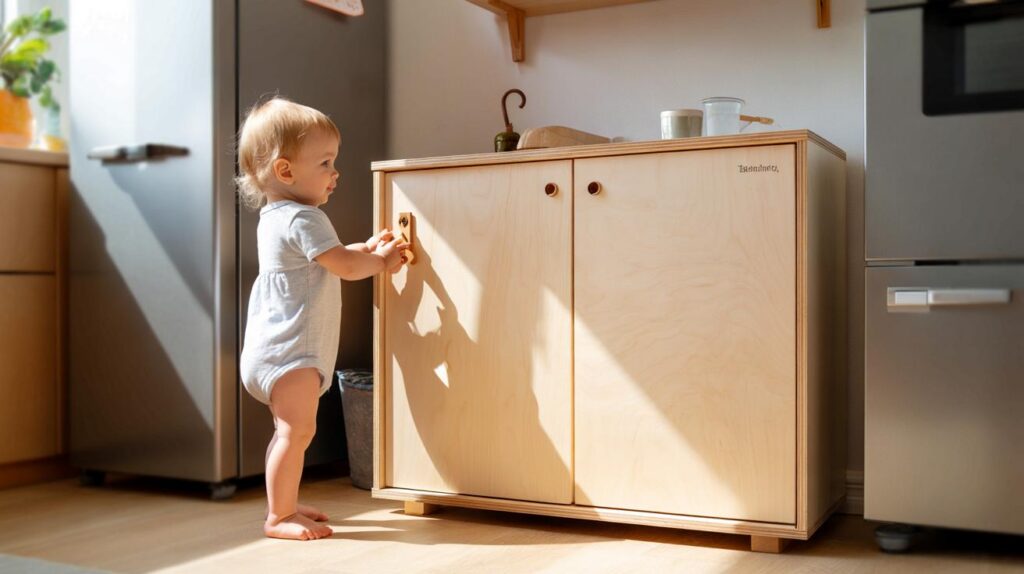 A couple built a child-safe storage cabinet from plywood: small, sturdy, and smart