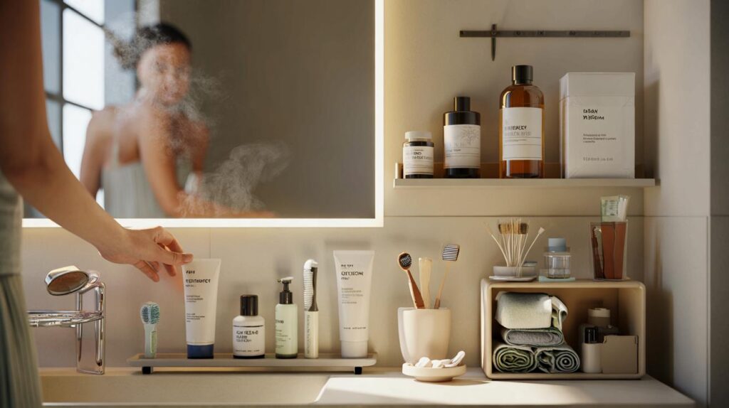 A home organiser shares how to sort bathroom shelves by frequency of use and save time