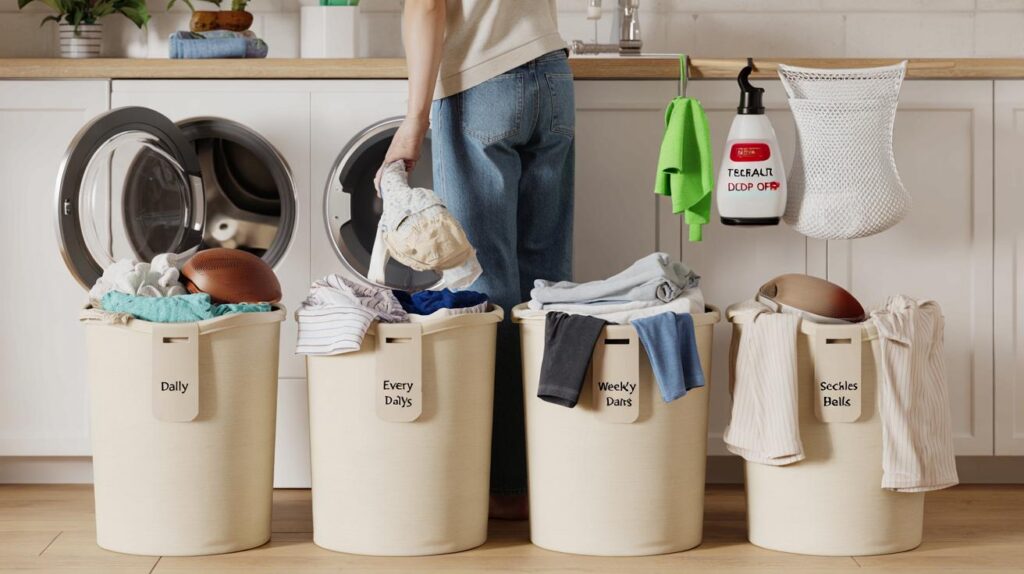 A laundry pro shows how to sort washing baskets by frequency: and save loads of time