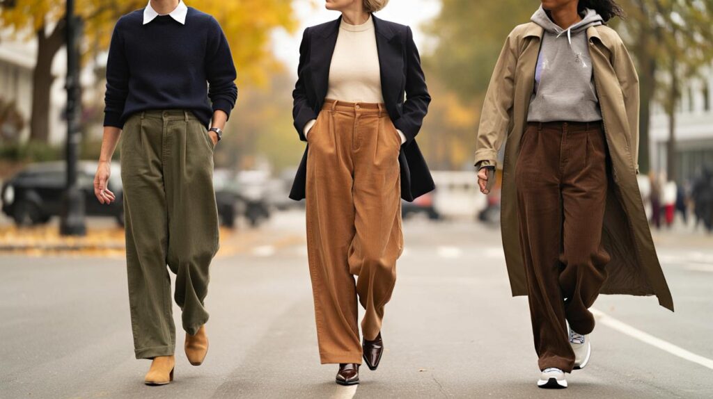 Are you ditching jeans this autumn : three M&S cord colours at £40 give shape, warmth and comfort