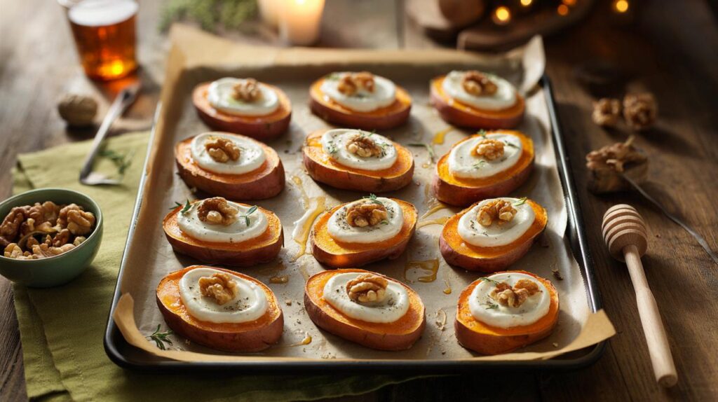 Autumn toast trend you can afford: twelve sweet potato goat’s cheese walnut bites in 20 minutes?