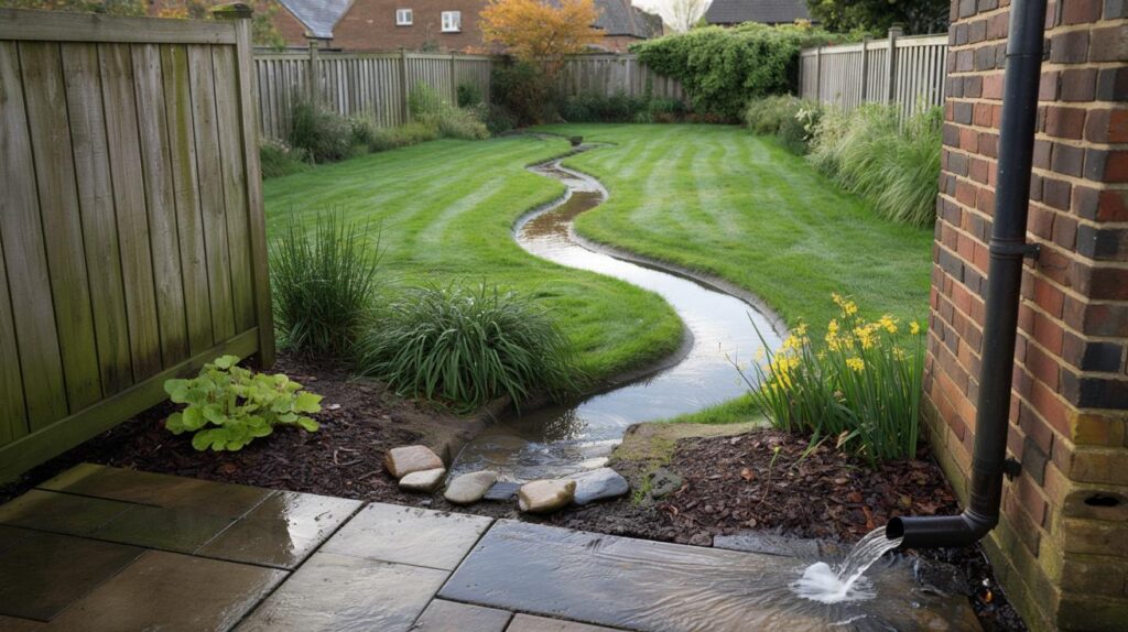 Brits, stop your lawn turning into a bog this weekend: try a 25 cm swale and 7 cheap tweaks