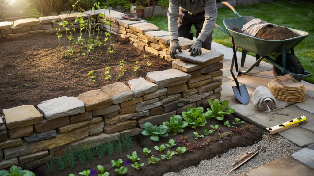 Build a raised bed from natural stone and prepare your garden for spring