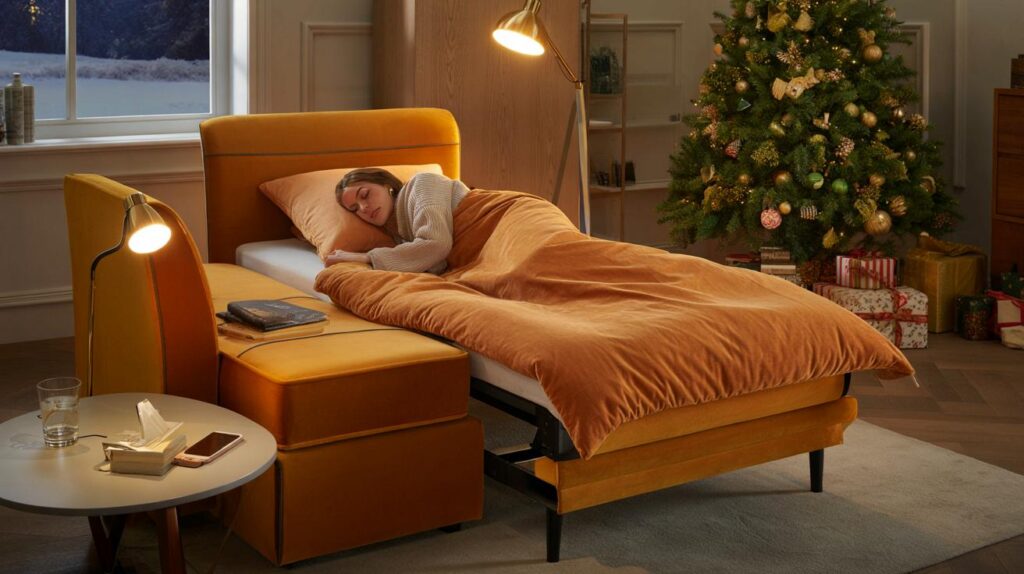 Christmas guests sleeping on the floor? Dunelm’s 2-in-1 sofa bed gives you 180cm by 83cm comfort