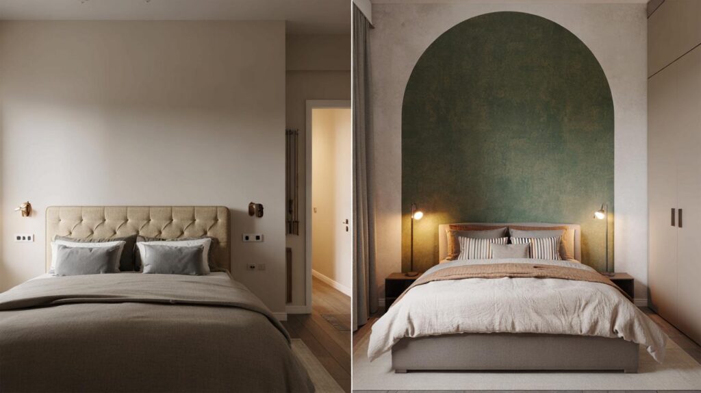 Designers say you’re losing 20 cm and £300 with classic headboards: will €39 wallpaper save room?