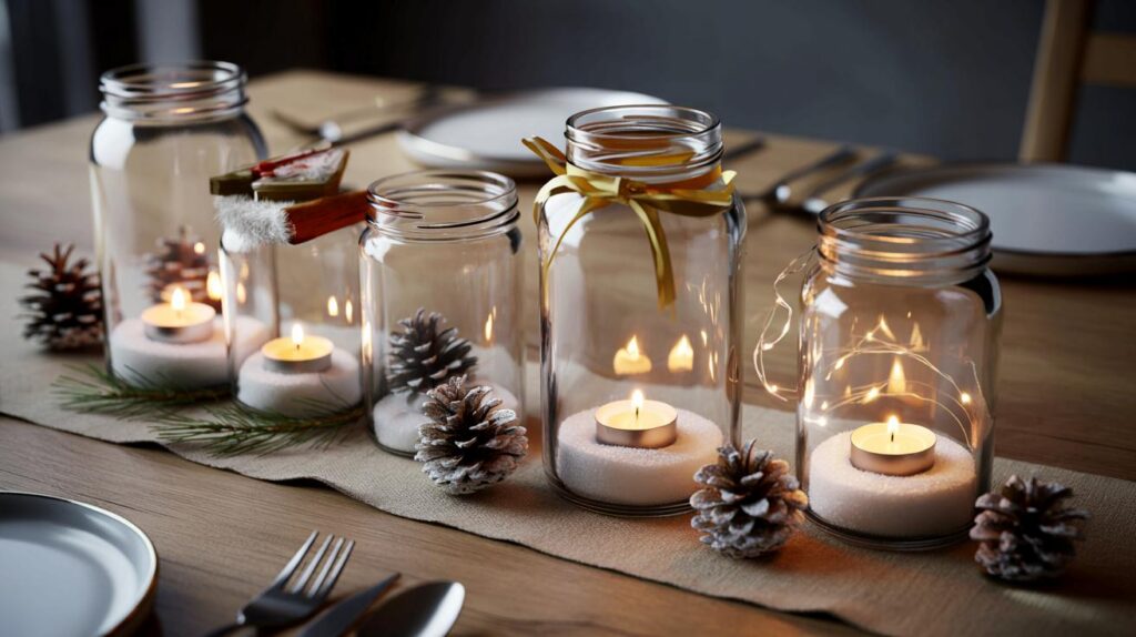 DIY Christmas decor: mason jars and pinecones make stunning table centrepieces