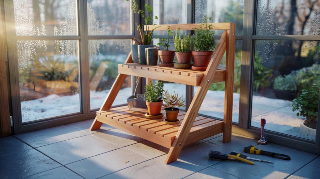 Forget pricey kits: how to build your own wooden plant shelf for the conservatory this winter