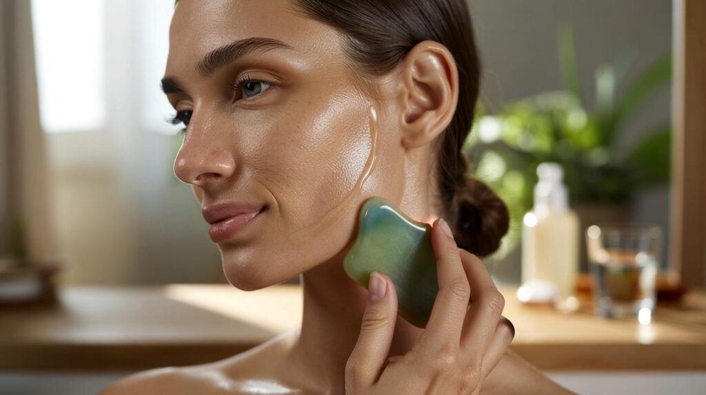Glow skin tips incorporating gua sha and facial massage for lymphatic drainage