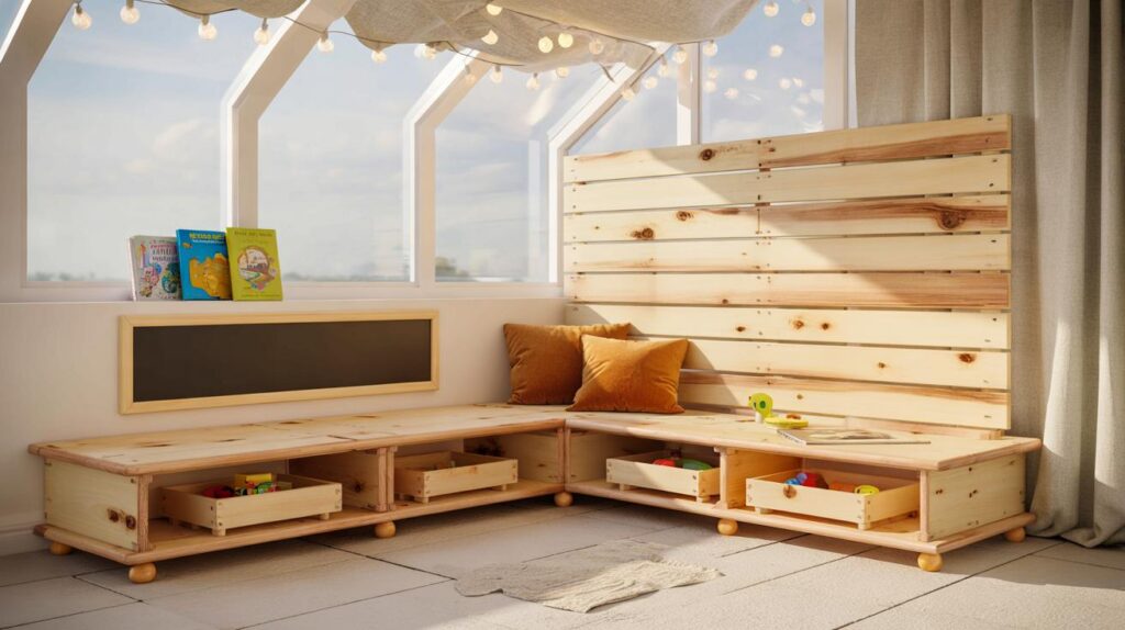 How one family built a kids’ play corner in their conservatory using leftover wood: a cosy DIY idea