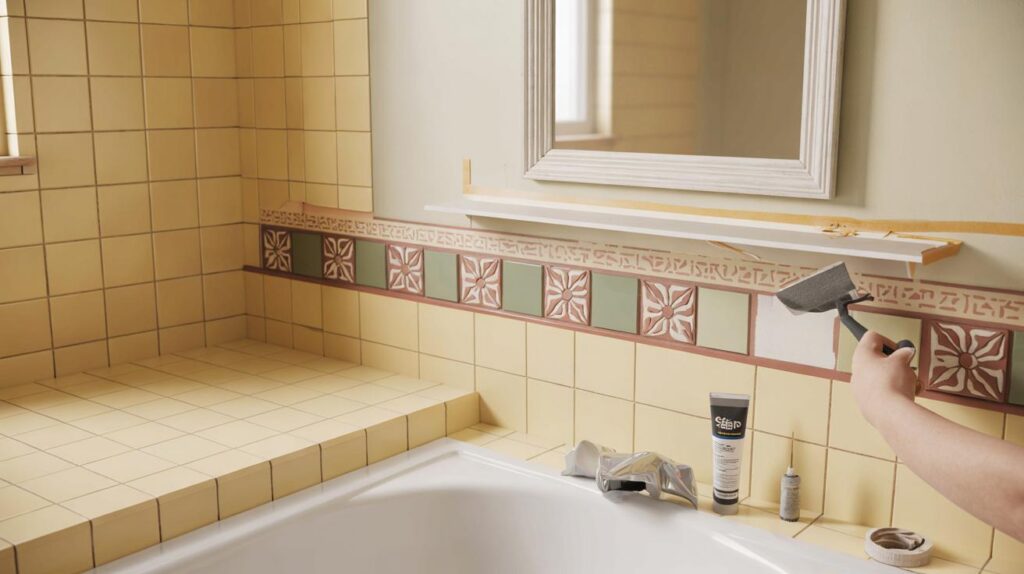 How one homeowner refreshed old bathroom tiles with glue and creativity: no renovation needed