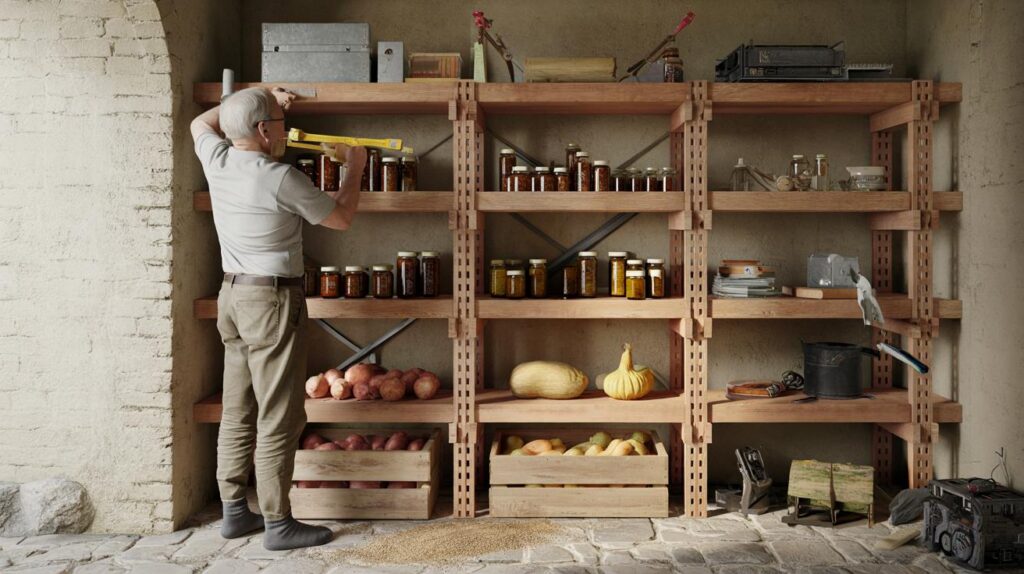 How one retiree built wooden shelves to organise his cellar: and live more sustainably