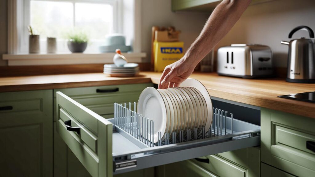 Join 2.3m Brits cutting 40% cupboard clutter in 10 minutes : is this £12 IKEA plate holder for you?