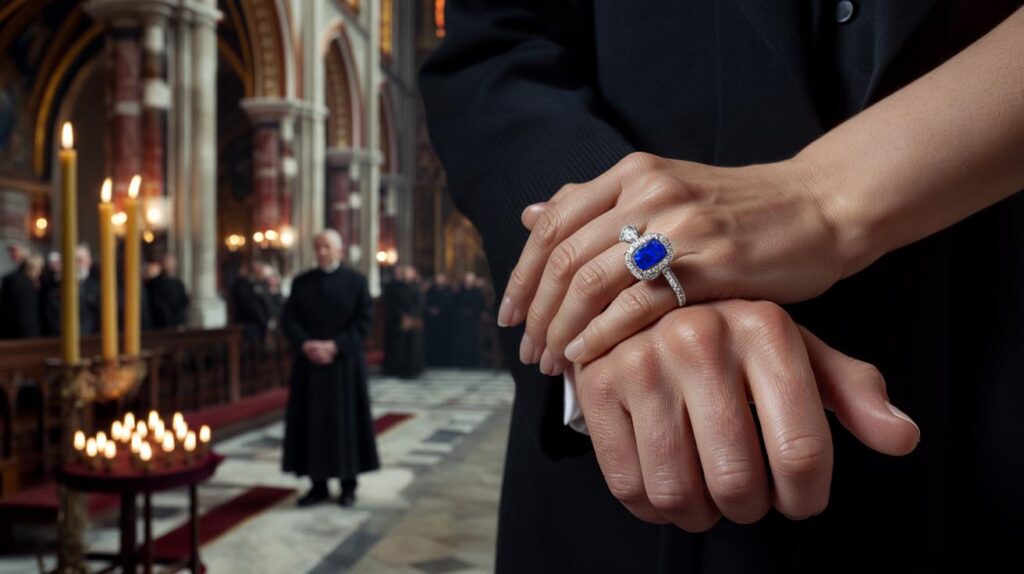 Lady Helen Taylor’s message at Westminster Cathedral: did you spot the 1961 sapphire and 10 heirs?