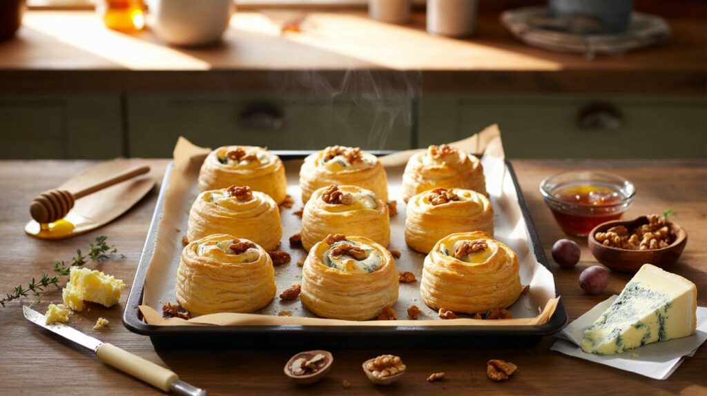 Leftover puff pastry at 4pm: could you turn it into 12 blue cheese and walnut spirals in 20 minutes?