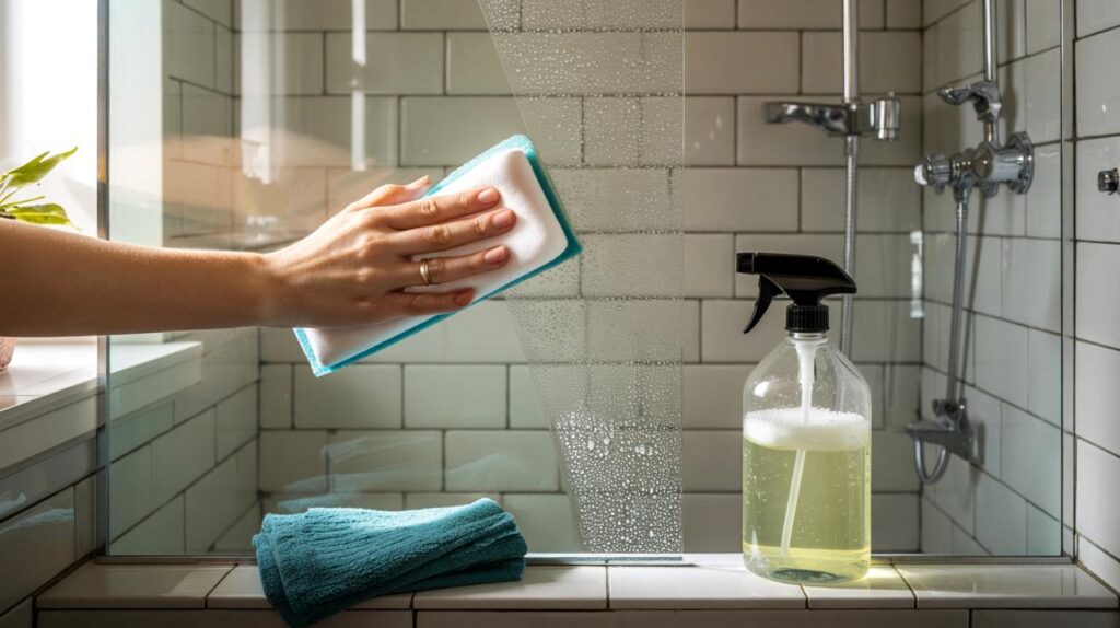 Make shower glass hotel clean with a £2 sponge and 50:50 vinegar spray: are you wasting 30 minutes?