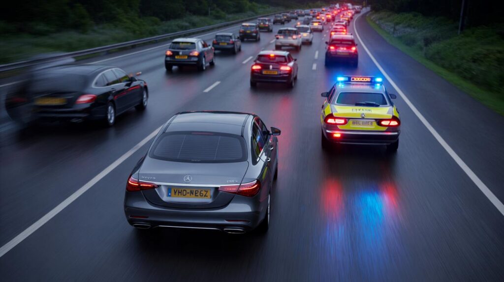 Mercedes driver fined after hogging outside lane for FIVE miles