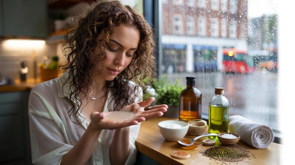 Natural haircare remedies for frizzy locks in humid weather that restore shine and health using kitchen staples