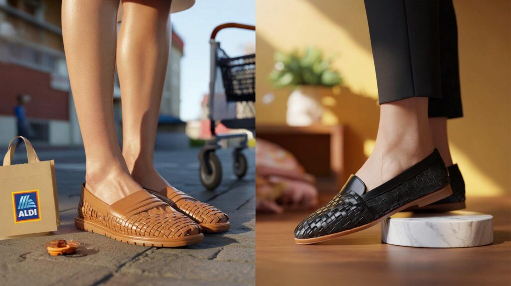 Parents, will £7.99 woven flats fool your friends? Aldi’s designer-look pair vs £120 shoes