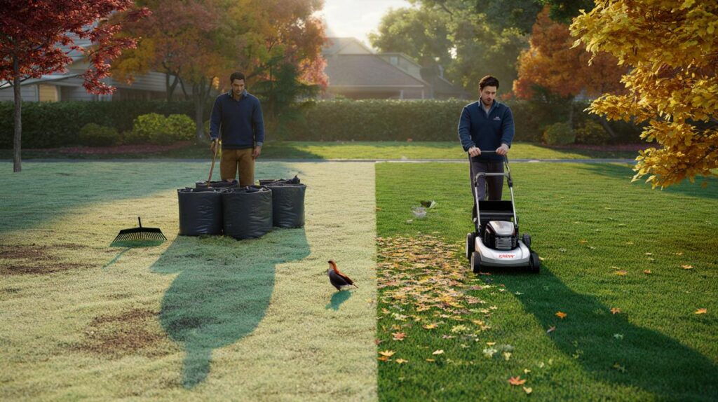 Raking leaves? Why clearing your entire lawn is a mistake: and how autumn leaves actually protect your grass