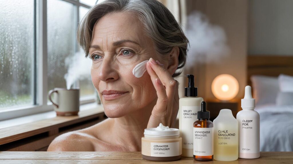 Skincare over 50 focusing on barrier repair and gentle actives for lasting hydration