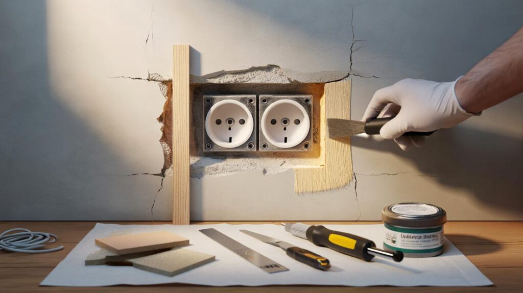 Socket cracked and plasterboard flaking at home? fix it for £28 in 75 mins : are you one of 6 in 10