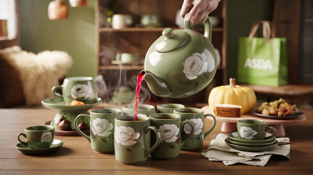 Stacey Solomon at Asda: will you grab the £14 rose print teapot pouring 6 mugs from 336 pieces?