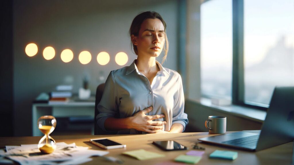 Stressed at your desk? calm your racing mind in 3 minutes with 6 slow breaths : will you try it?