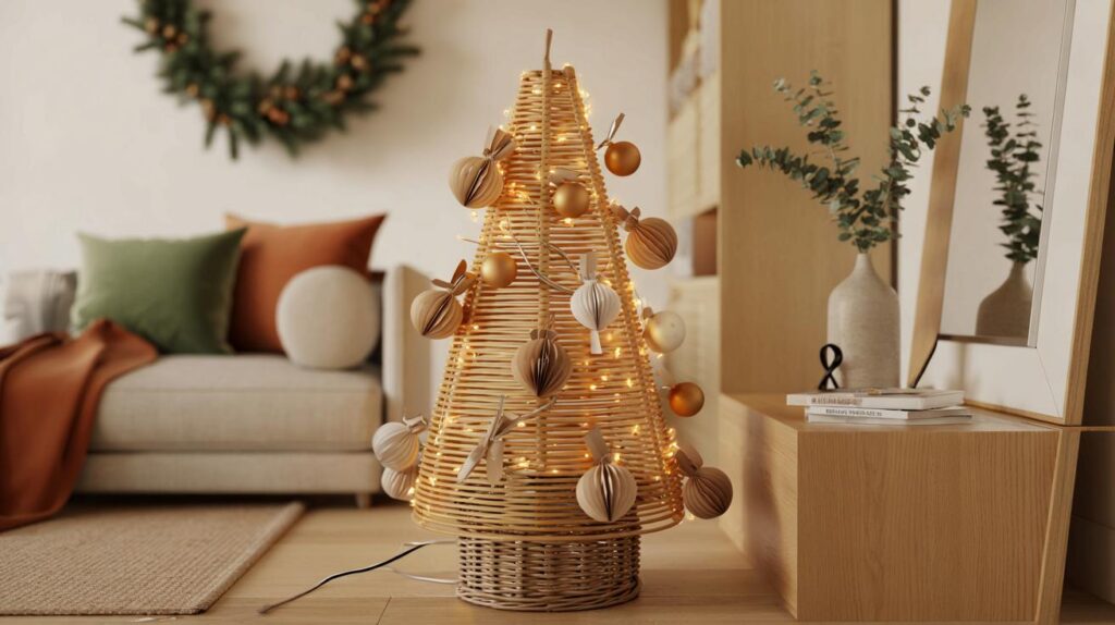 Stylish homes ditch firs for a 123 cm rattan tree at €99: would you trade your tinsel for this?