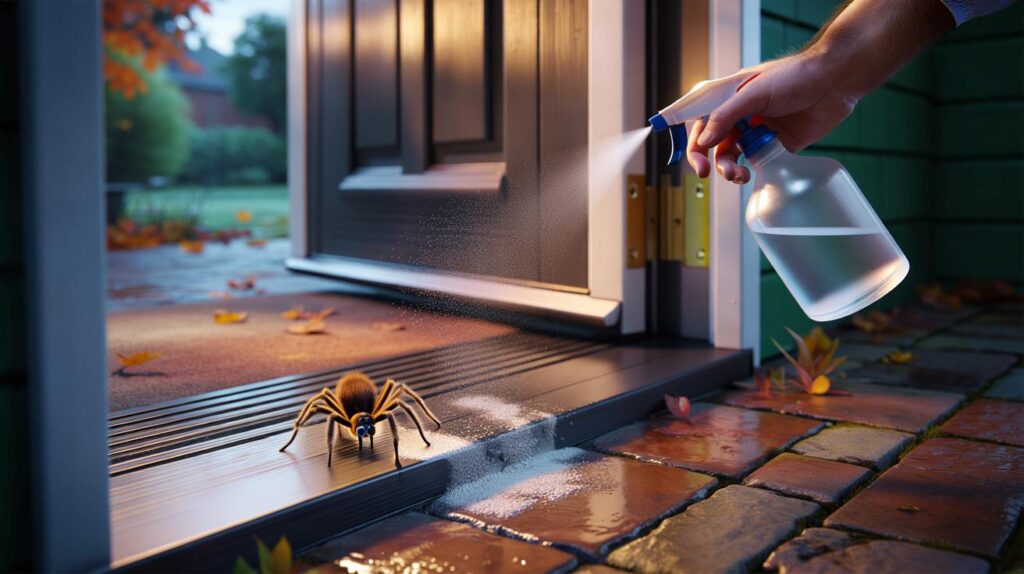 Terrified of autumn spiders? spray 50:50 vinegar at door frames : 7 days to keep them out for weeks