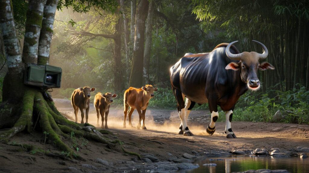 Trail camera catches you off guard: 1 mother gaur and 3 calves thrive — how does this affect you?