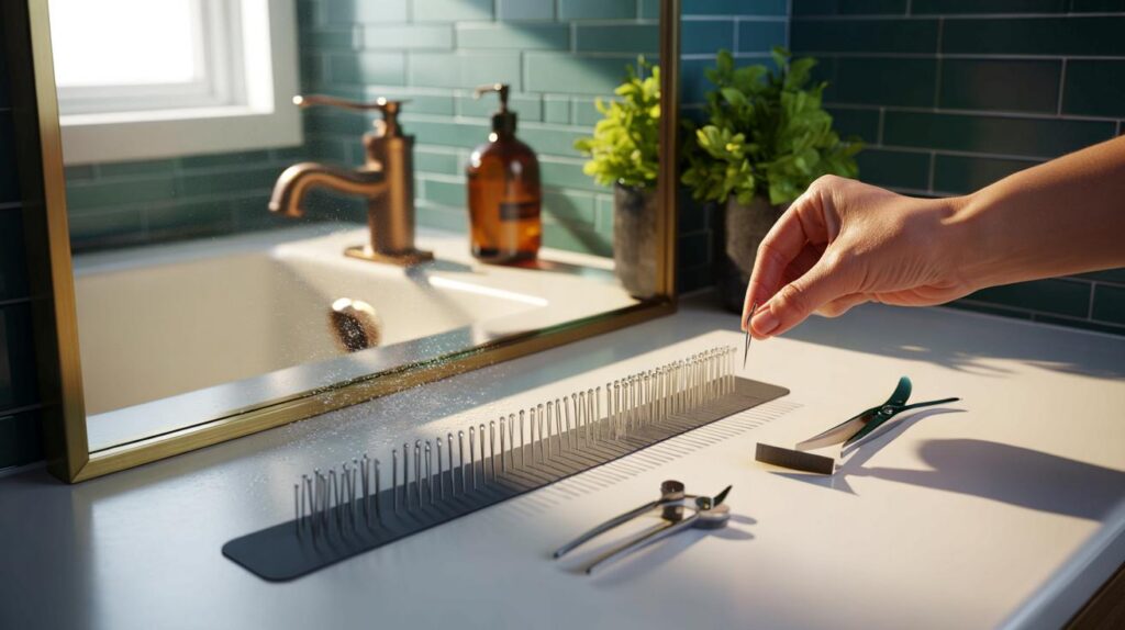 Use magnetic strips to store hairpins neatly and keep your sink area tidy