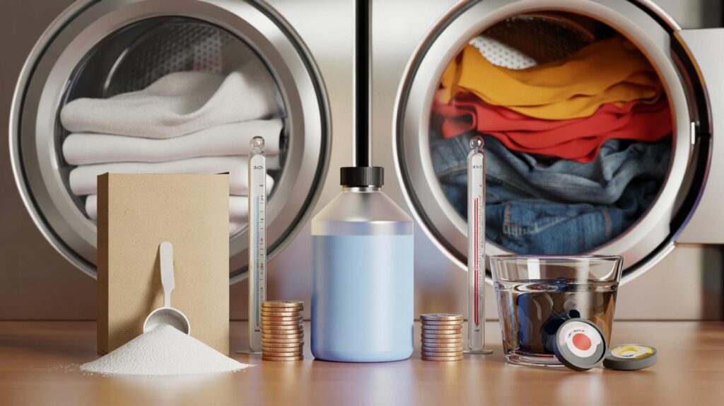 You do 5 loads a week: are you wasting £62 a year on pods? powder vs liquid at 20°c, 40°c, 60°c