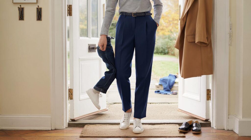 You, your jeans and £89: are M&S Jaeger twill trousers the 5-minute upgrade busy parents swear by?