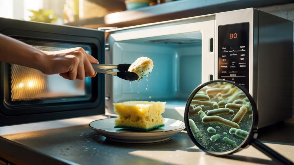 Your kitchen sponge hides 50 billion germs per cm³ : will 2 minutes in the microwave keep you safe?