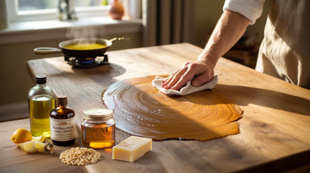 Your tired wooden furniture saved in 12 minutes with 3 pantry staples: will 35 g and 70 ml do?